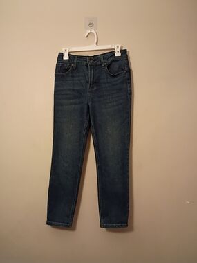 Max Studio Indigo High Rise Skinny Crop Jeans in Dark Blue Wash 6